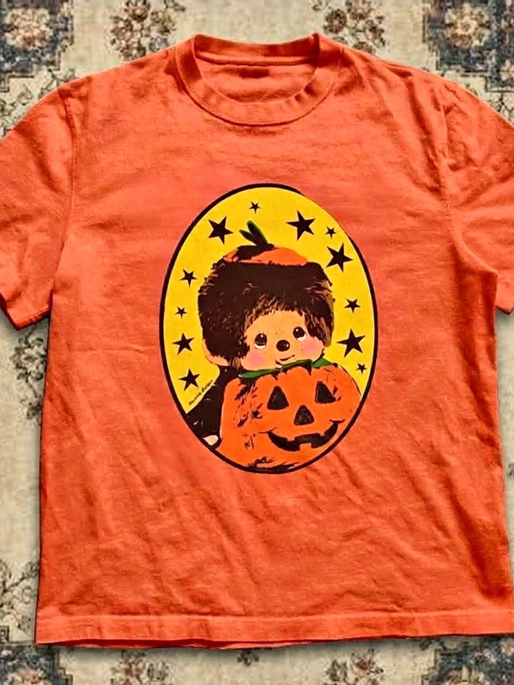 GILDAN women orange Monchhichi Graphic Short Sleeve Tee